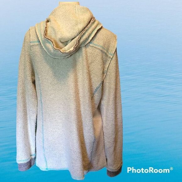 Baja Hoodie Womens Size XS Light Blue Striped Spring made by Fresh Produce - Picture 3 of 7